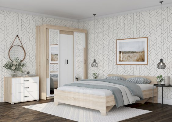 Модульная спальня Victor в цвете Сонома/Белый (Горизонт)